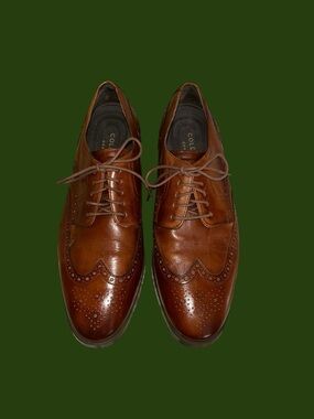Cole Haan Jefferson Grand Wingtip Oxfords British Tan Leather Size 9 Preppy